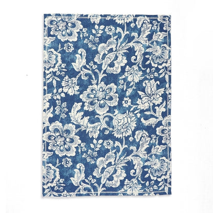 Indigo Blue Printed Kitchen Towel, bold floral pattern, 100% cotton, size 20"X28"