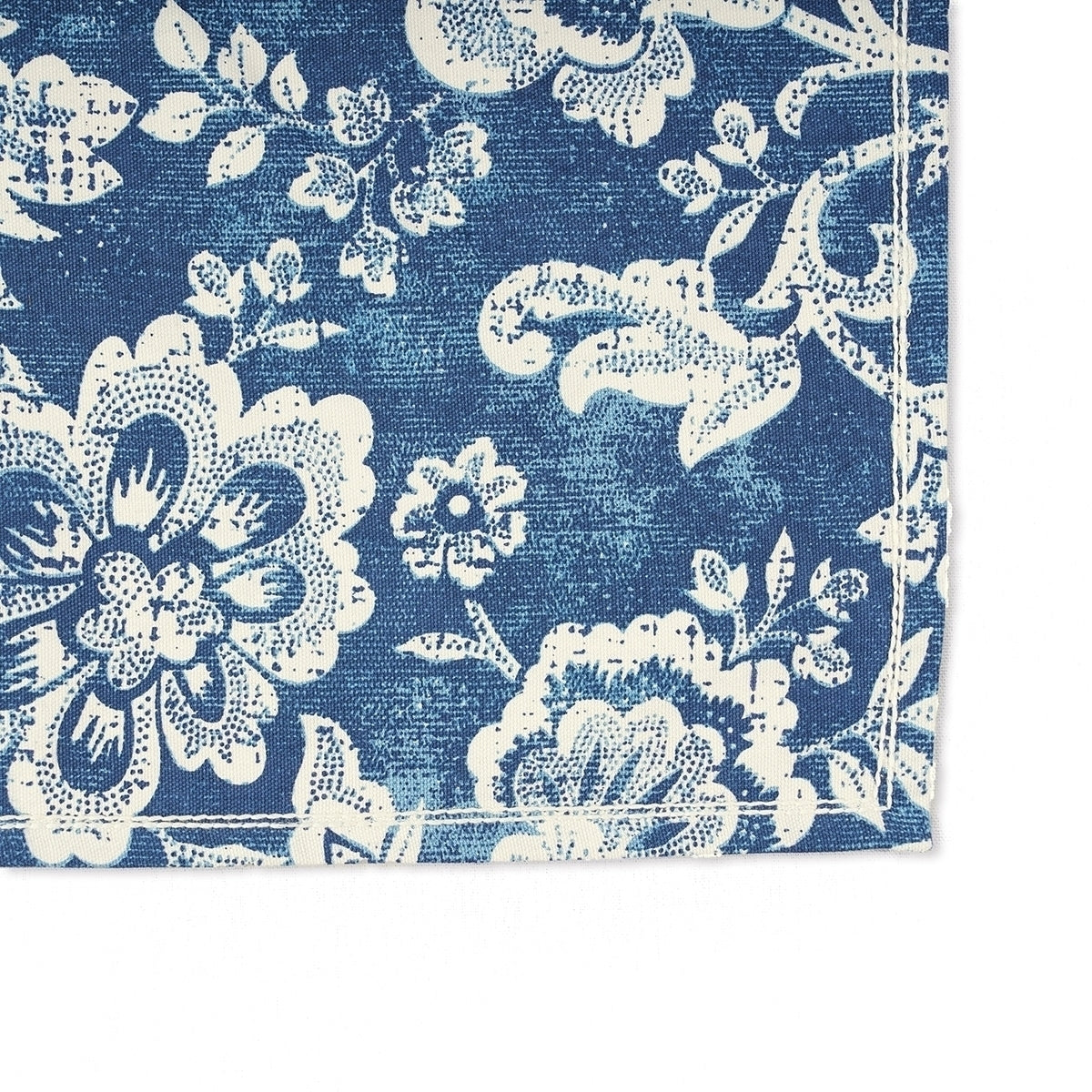 DOMINOTERIE Indigo Blue Printed Kitchen Towel, bold floral pattern, 100% cotton, size 20"X28"