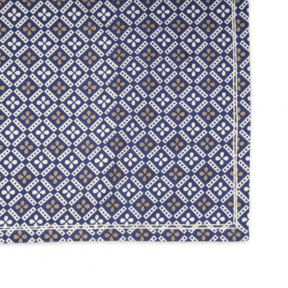 DOMINOTERIE Indigo Blue Printed Kitchen Towel, geometrical pattern, 100% cotton, size 20"X28"