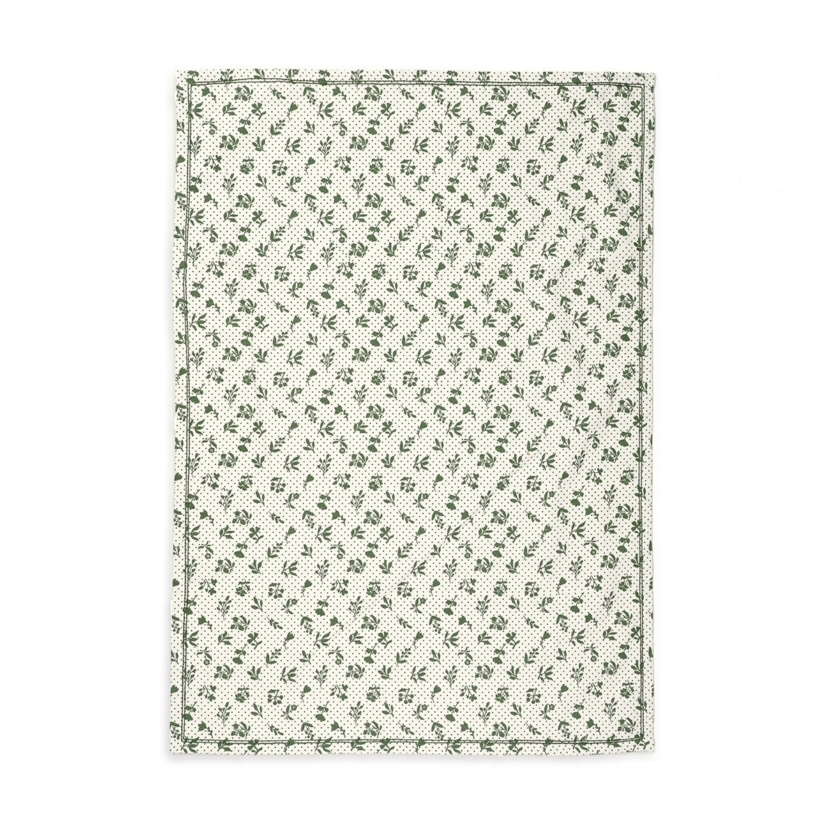 Green Printed Kitchen Towel, small floral pattern, 100% cotton, size 20"X28"