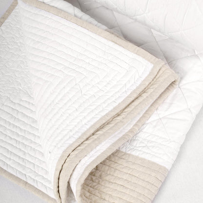SHWET - Natural and White quilted bedspread, cotton and cotton flex quilt, 100% cotton, Sizes available