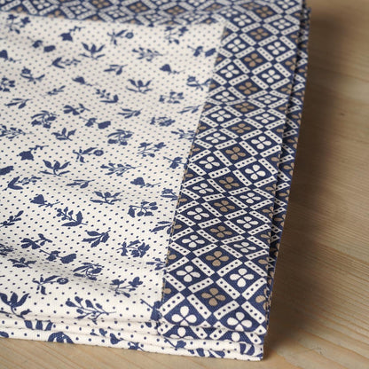 Indigo/Dark blue DOMINOTERIE small floral print cotton table cover with border, sizes available