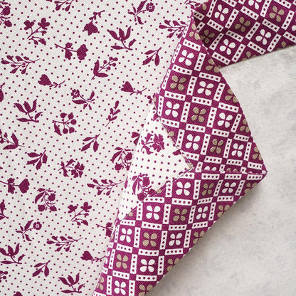 Plum DOMINOTERIE small floral print cotton table cover with border, sizes available