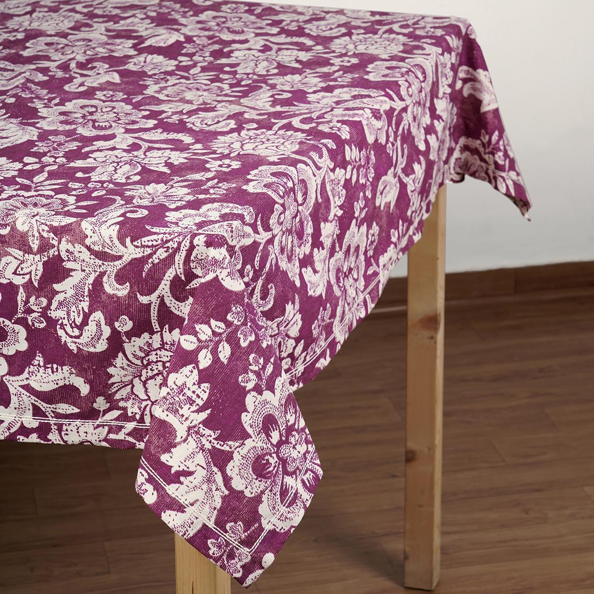 Plum DOMINOTERIE bold floral print cotton table cover, sizes available