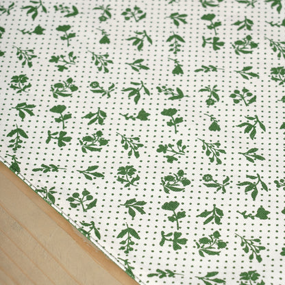Green cotton table runner, geometrical and floral print with patchwork, table decor, sizes available