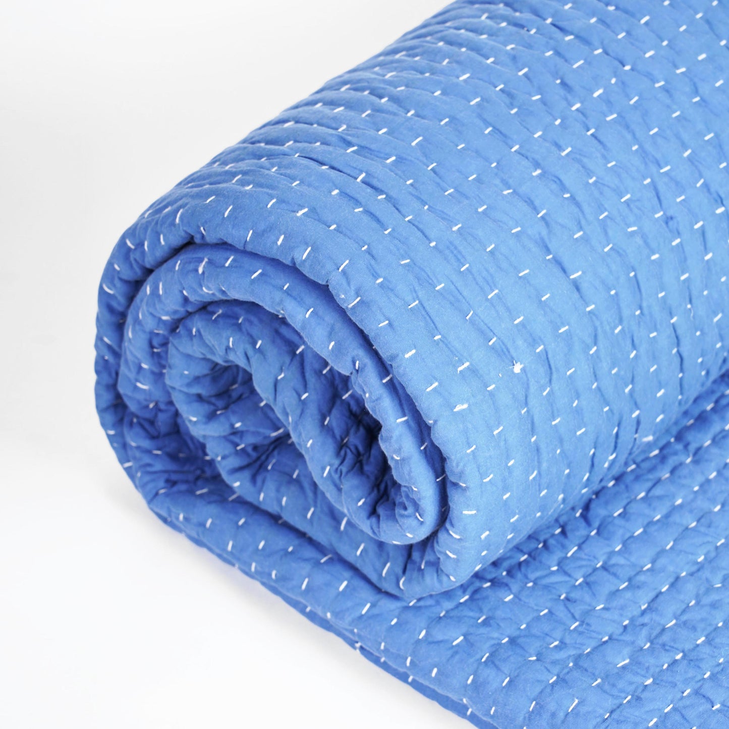 Denim Blue colour stonewashed kantha quilts and Quilt sets - 100% cotton, Sizes available