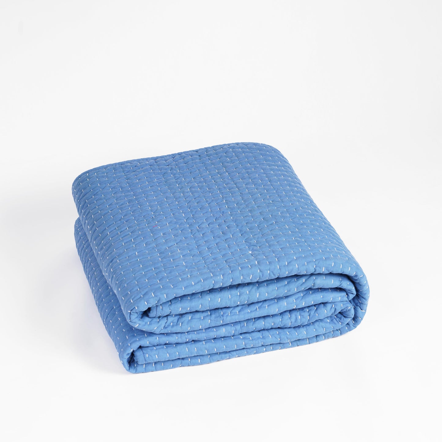 Denim Blue colour stonewashed kantha quilts and Quilt sets - 100% cotton, Sizes available