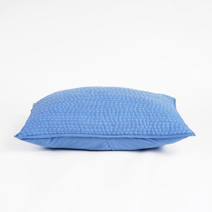Denim Blue colour stonewashed kantha pillow shams - 100% cotton, Sizes available