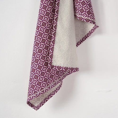 DOMINOTERIE Plum Printed Kitchen Towel, geometrical pattern, 100% cotton, size 20