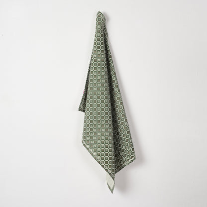 Green Printed Kitchen Towel, geometrical pattern, 100% cotton, size 20"X28"