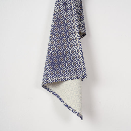 DOMINOTERIE BLUE cotton Table napkin, geometrical print.