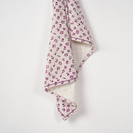 DOMINOTERIE PLUM cotton Table napkin, small floral print.