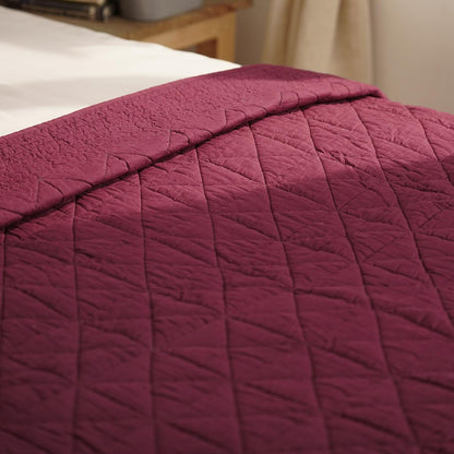 PLUM cotton quilted bedspread with check pattern, Sizes available