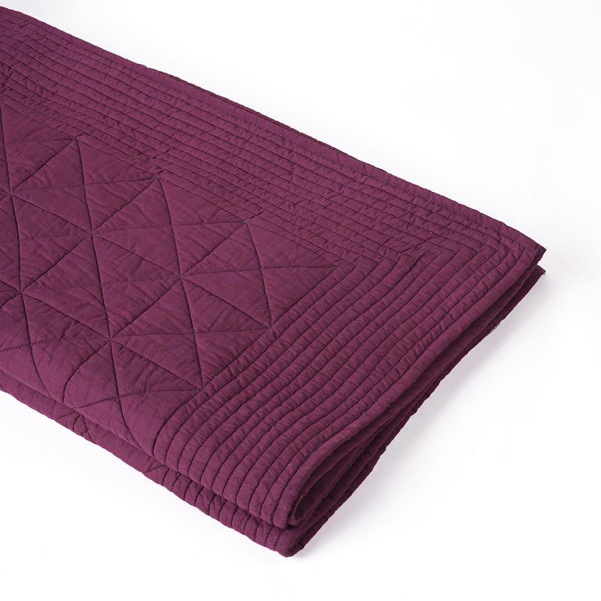 Plum colour machine quilted Throw blanket 100 cotton 50X60 inches Vliving