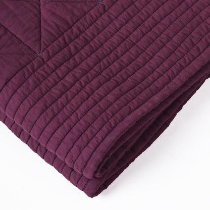 Plum colour machine quilted Throw blanket, 100% cotton, 50X60 inches