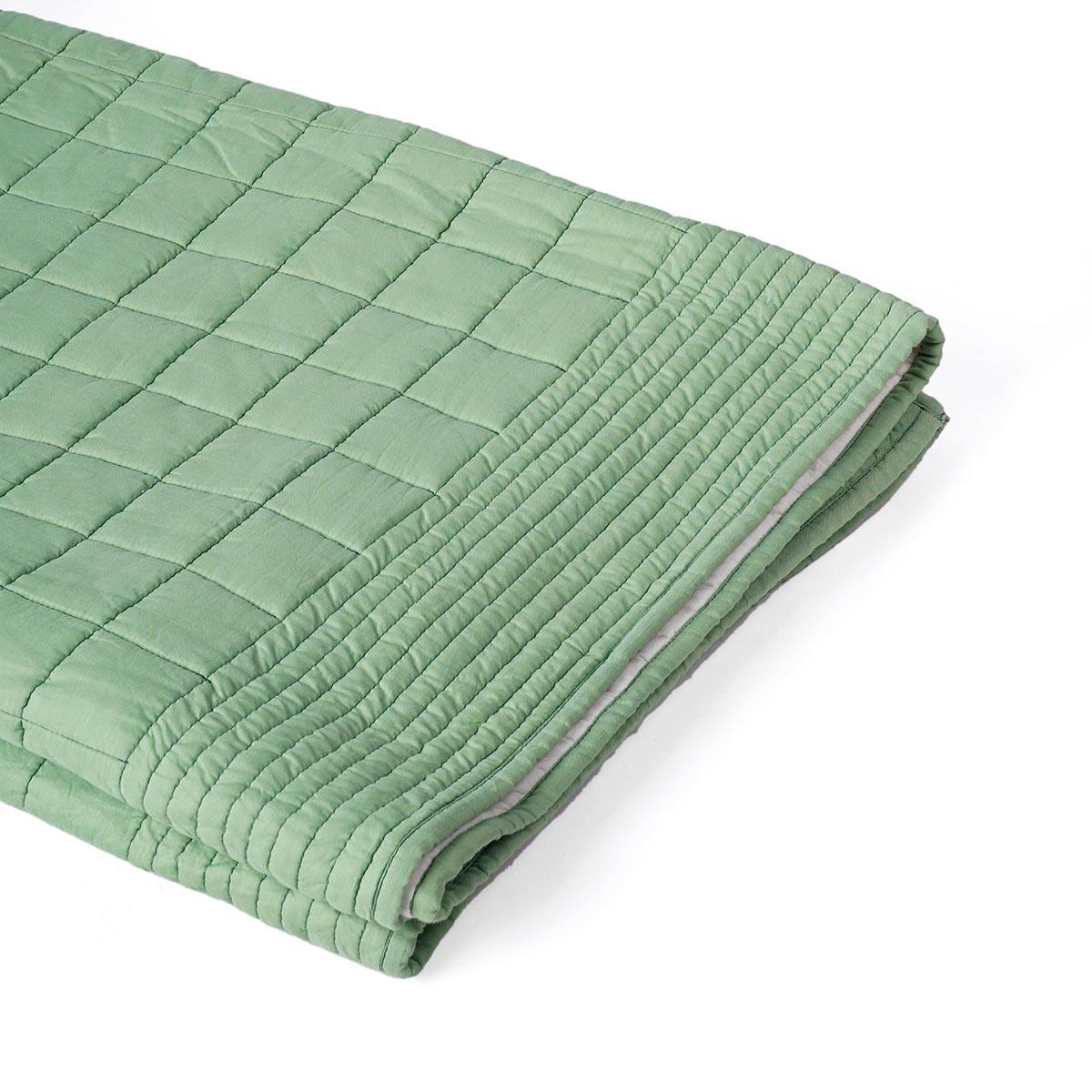 Sage Green colour machine quilted Throw blanket, 100% cotton, 50X60 inches