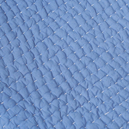 Stonewashed Denim blue colour quilted Throw blanket, simple stripe hand quilting, 100% cotton, 50X60 inches