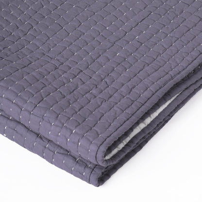 Lavender hand quilted cotton Throw blanket, classic stripe pattern quilting, 50X60 inches