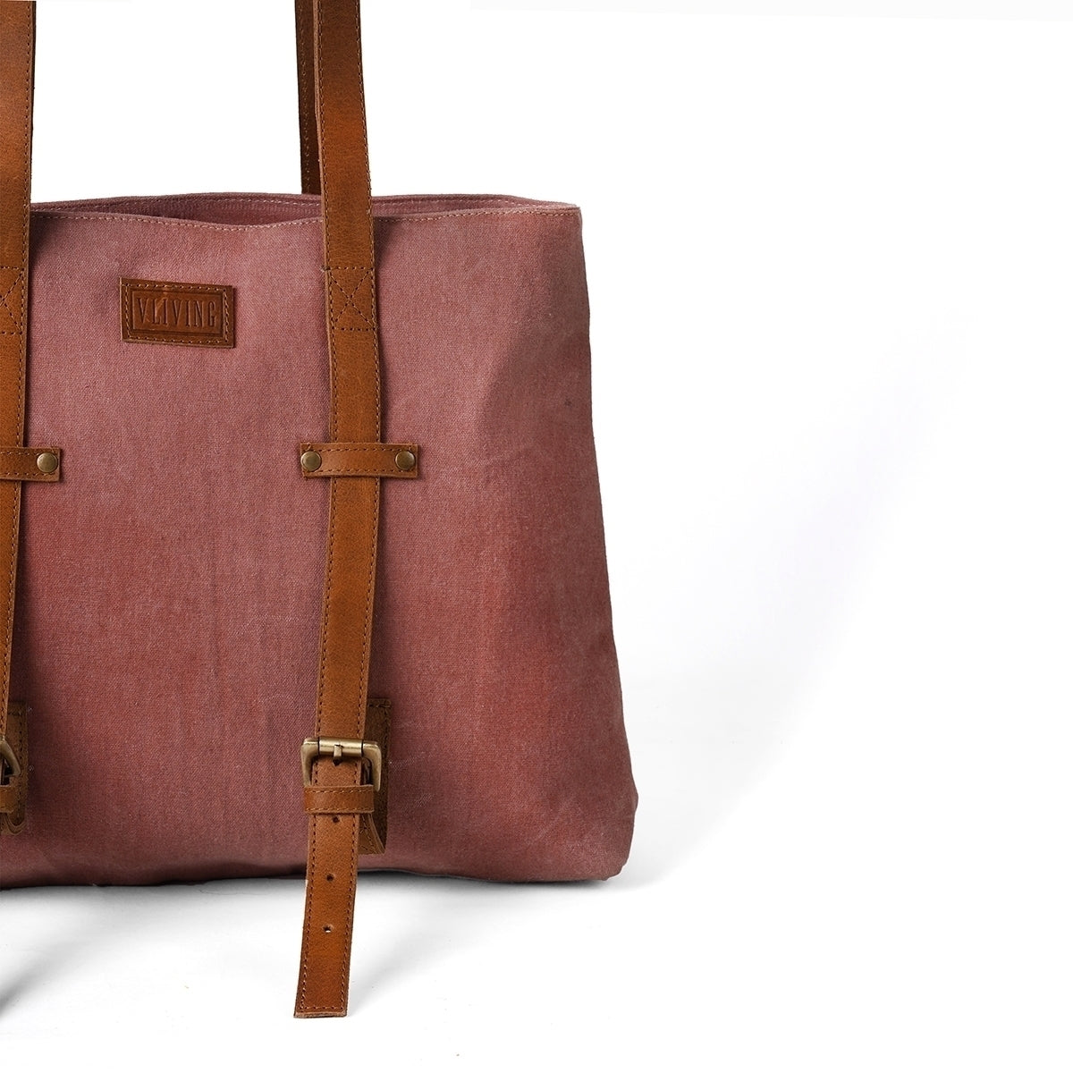 Brick Red waxed canvas yoga bag, gym bag, leather adjustable straps, 16X13X4 inches