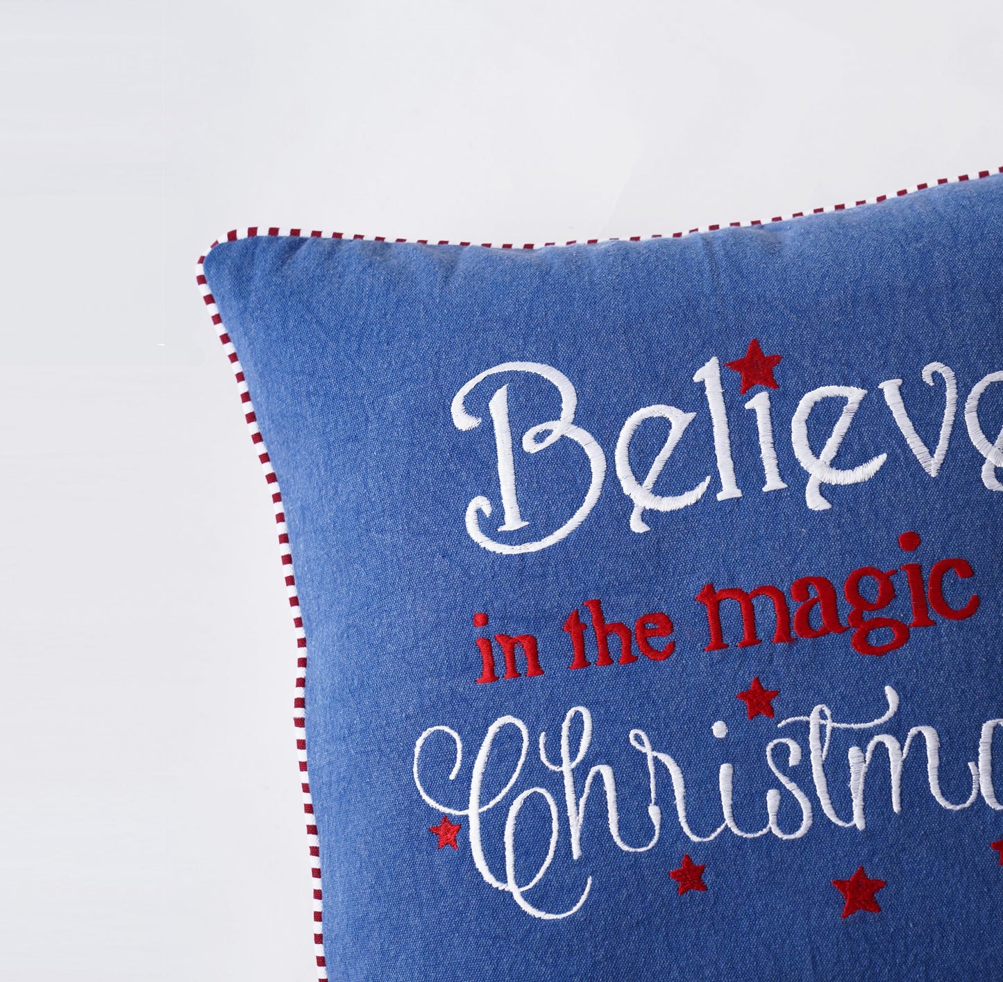 Christmas pillow cover, Blue and red colour, embroidery, cotton pillow cover, sizes available