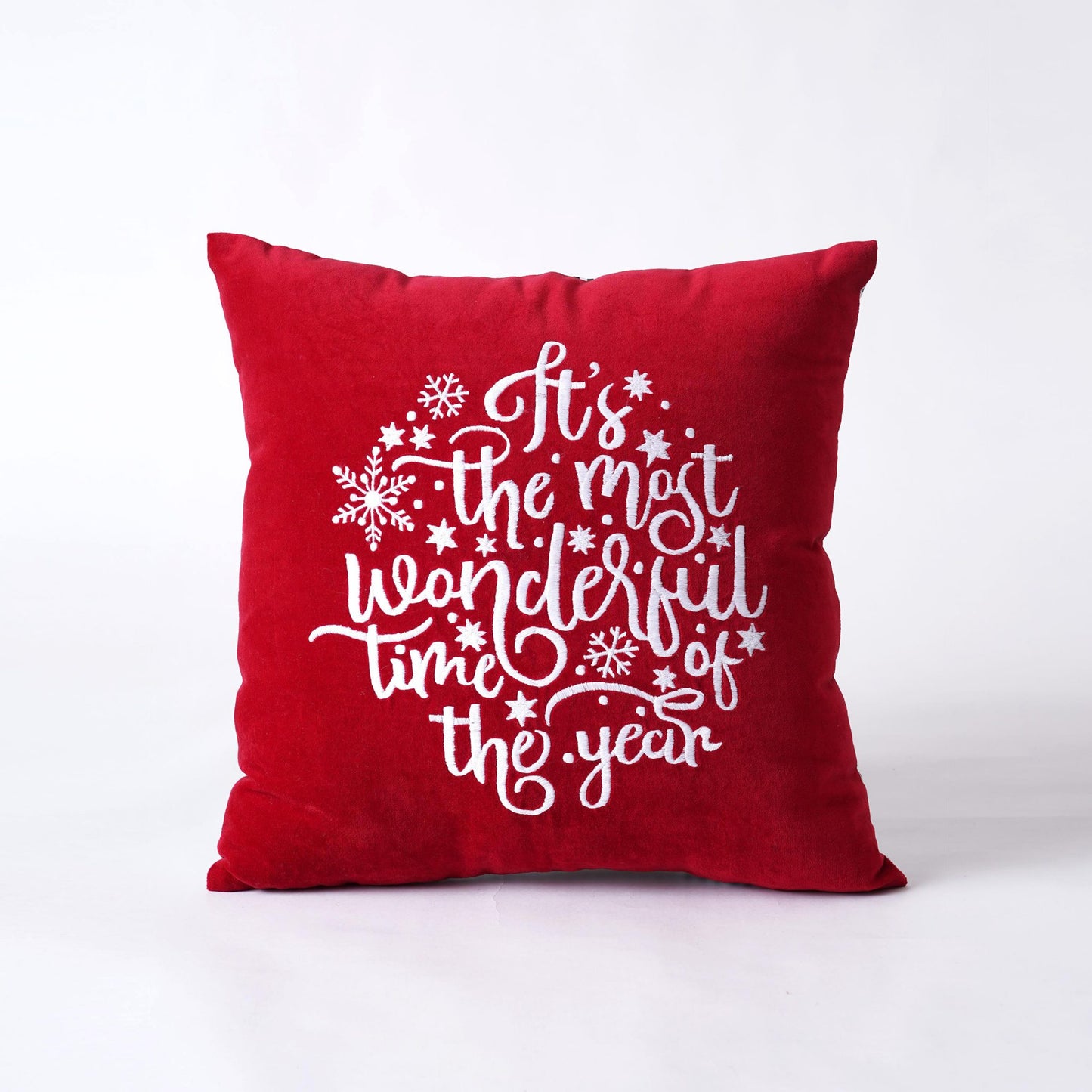 Christmas pillow cover in Red embroidered velvet, sizes available