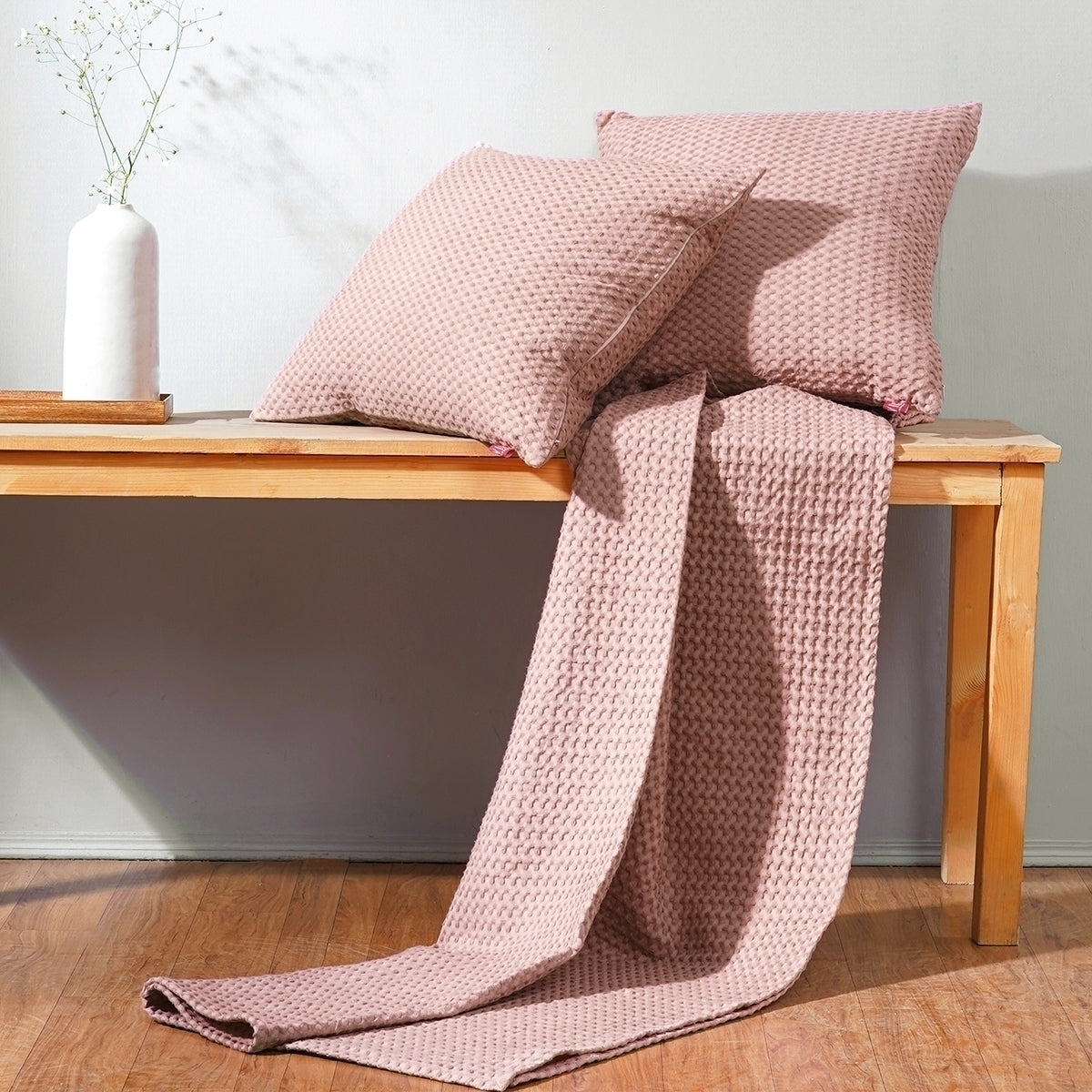 Old Rose colour waffle Throw blanket 100 cotton 50X60 inches