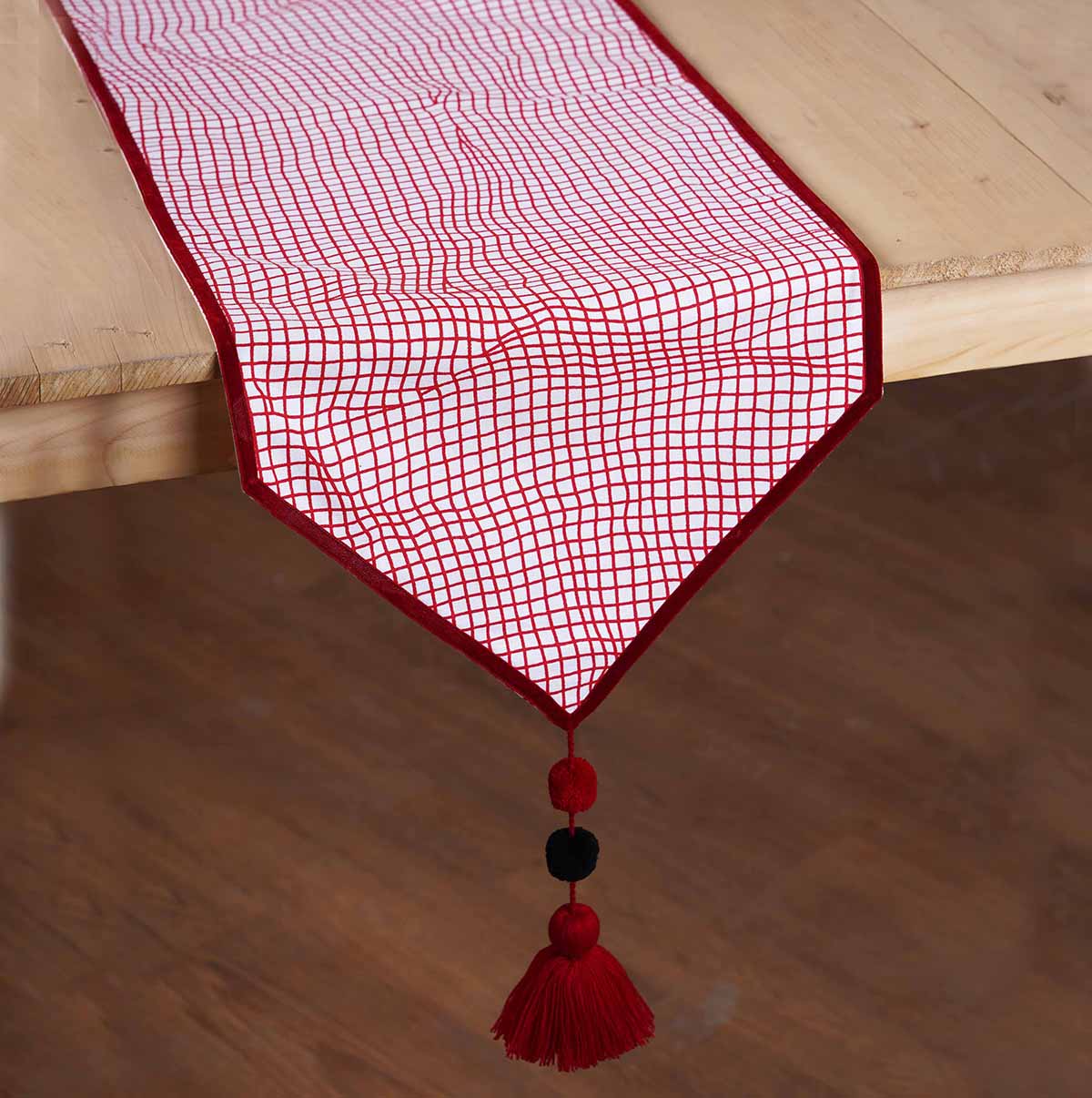Christmas Red table runner, illusion check print, sizes available