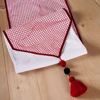 Christmas Red table runner, illusion check print, sizes available
