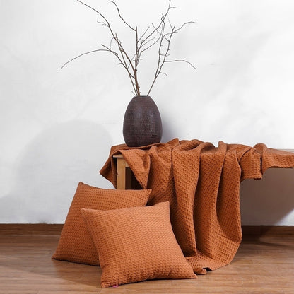 Brown or Burnt sienna waffle Throw blanket, 100% cotton, 50X60 inches