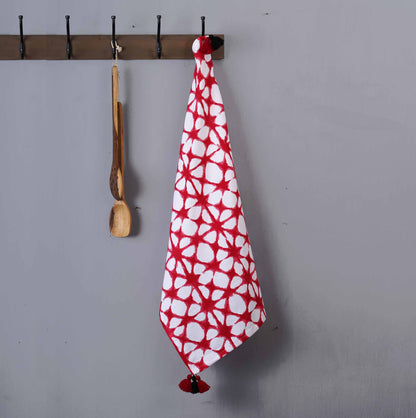 PRISM - Red Tie Dye Prism Pattern Kitchen Towel, geometrical pattern, 100% cotton, size 20"X28"