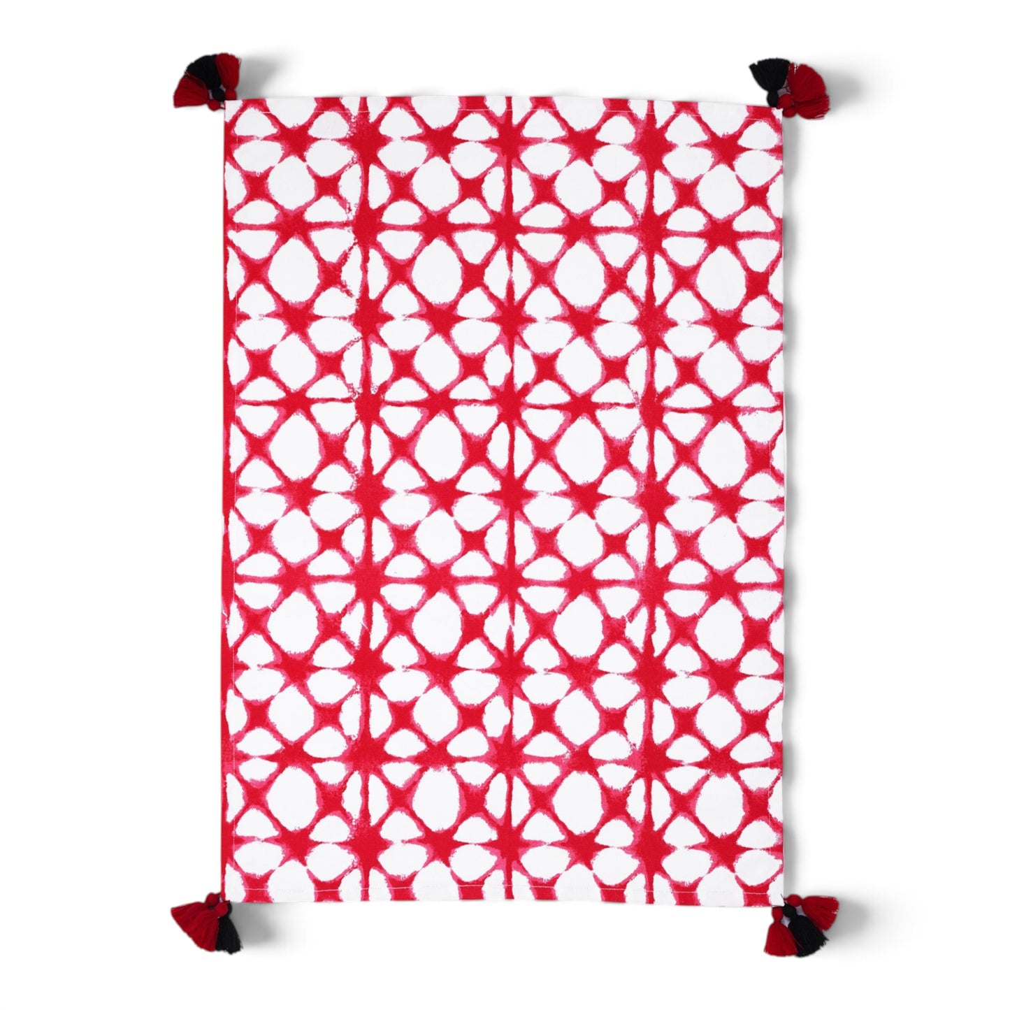 Prism Red Tie Dye Cotton Kitchen Towel | Geometric Pattern | 20 × 28 inches | Set of 2 or 4