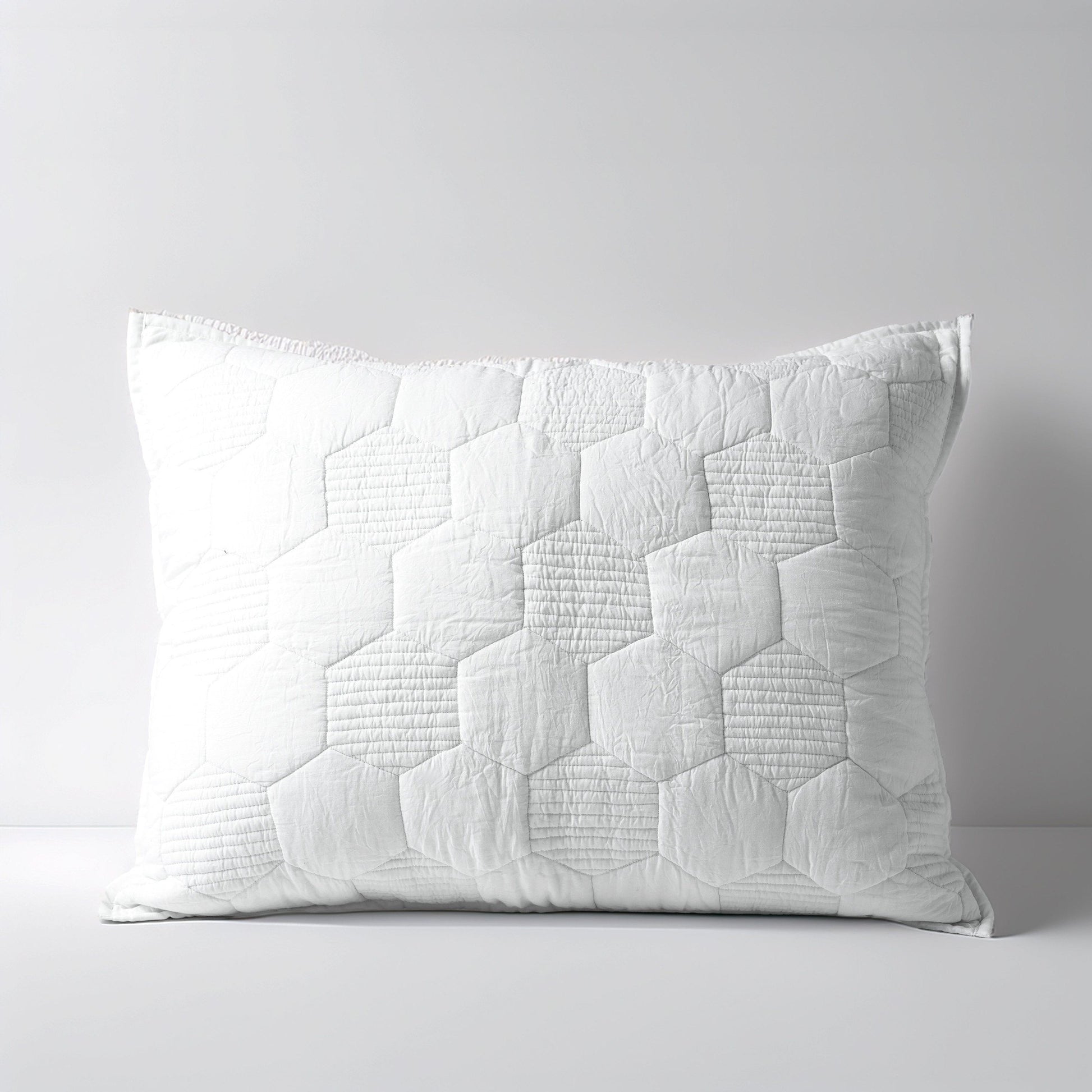SHWET - White Hexagon Quilted pillow case, 100% cotton, Sizes available