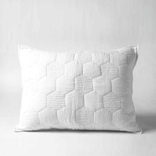 SHWET - White Hexagon Quilted pillow case, 100% cotton, Sizes available