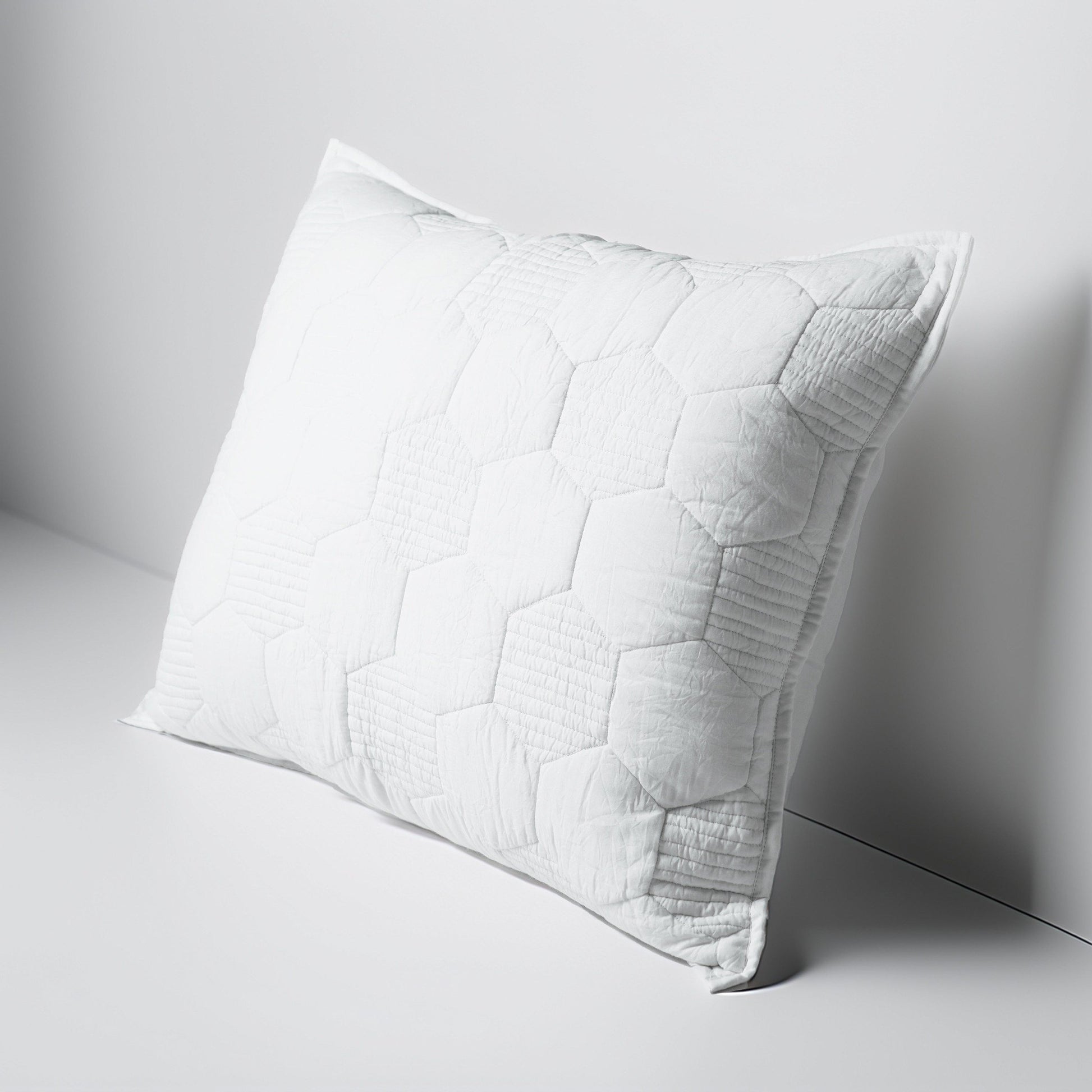 SHWET - White Hexagon Quilted pillow case, 100% cotton, Sizes available