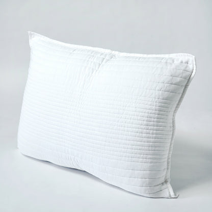 SHWET - WHITE quilted cotton satin pillow covers, thick and thin quilting pattern, Sizes available
