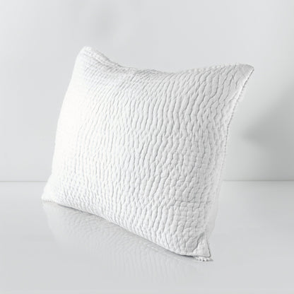 SHWET - White Kantha Quilted Pillow covers, Stripe quilting, 100% cotton
