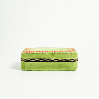 Lime Green Rectangular Embroidered Jewellery box