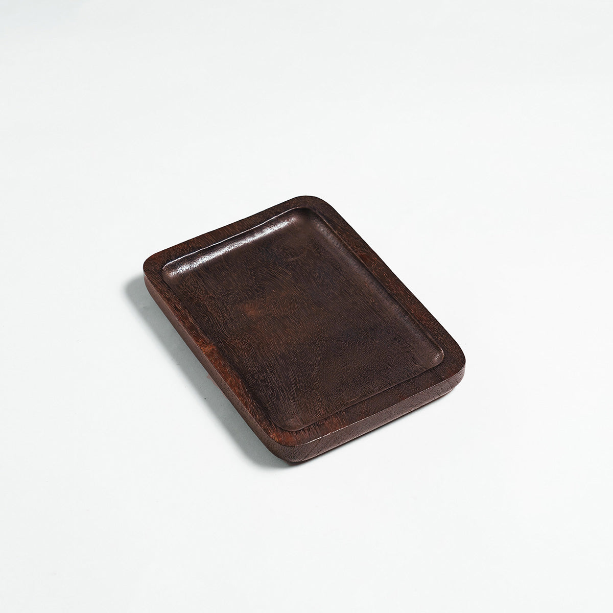 Small Dark wood tray, round edged rustic serving tray, farmhouse decor, 5X7 inches