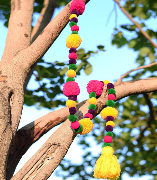 Multicolour Pompom Garland – Handmade | Bohemian & Festive Decor | Per Metre