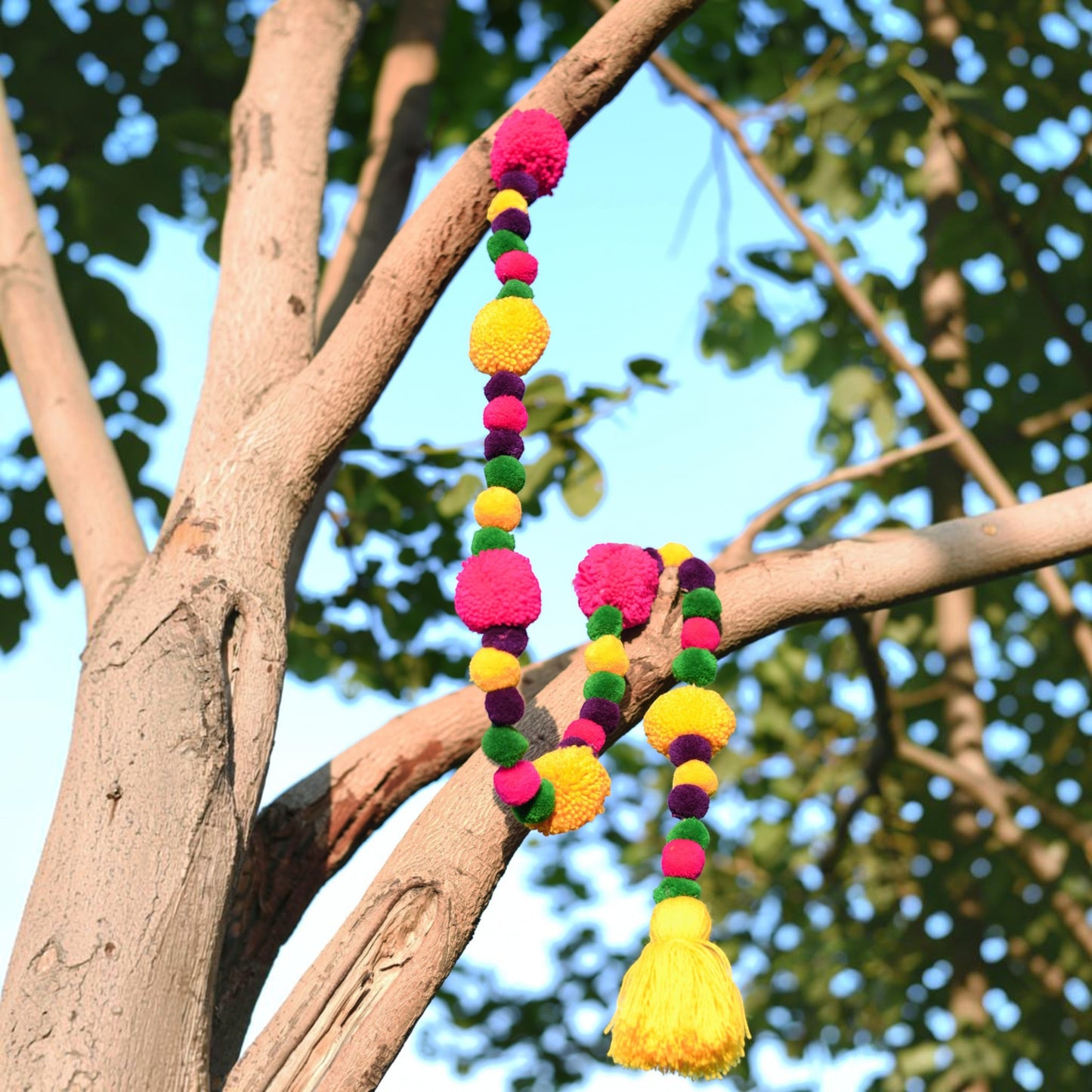 Multicolour Pompom Garland – Handmade | Bohemian & Festive Decor | Per Metre