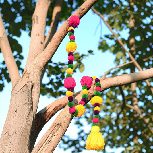 Multicolour Pompom Garland – Handmade | Bohemian & Festive Decor | Per Metre