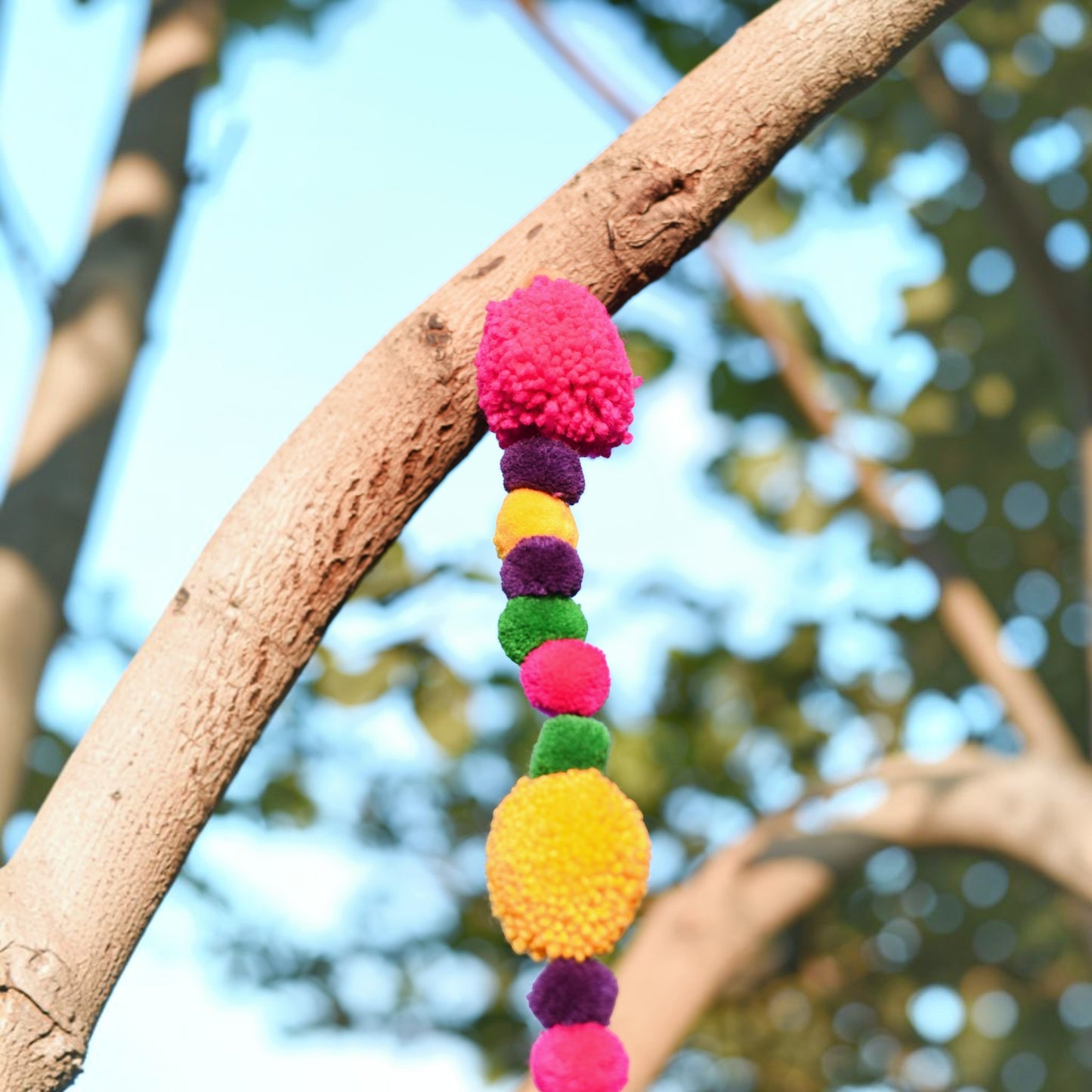 Multicolour Pompom Garland – Handmade | Bohemian & Festive Decor | Per Metre
