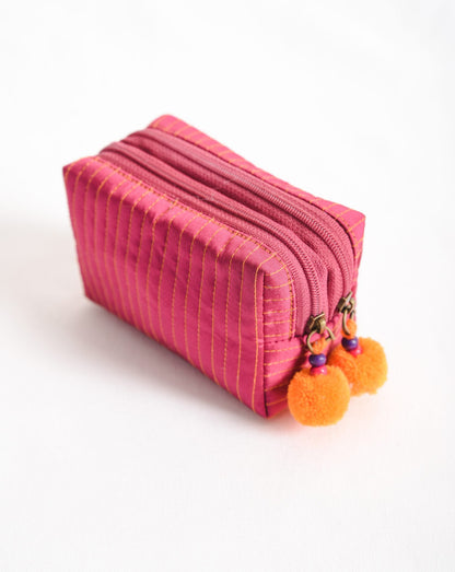 Small hot pink pouch - double pocket