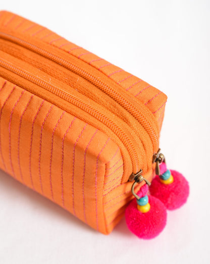 Small orange pouch - double pocket
