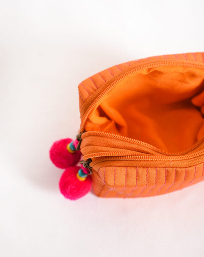Small orange pouch - double pocket