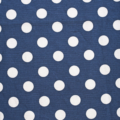 Dark blue printed fabric, polka dot pattern, retro print