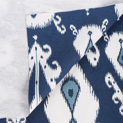 Blue Ikat print fabric, ikat pattern cotton fabric