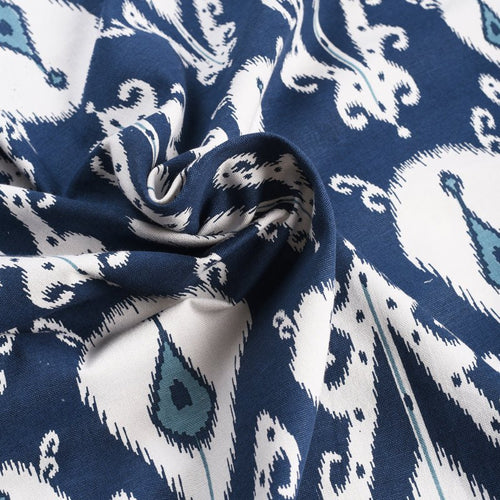Blue Ikat Print Fabric | Ikat Pattern Cotton Fabric