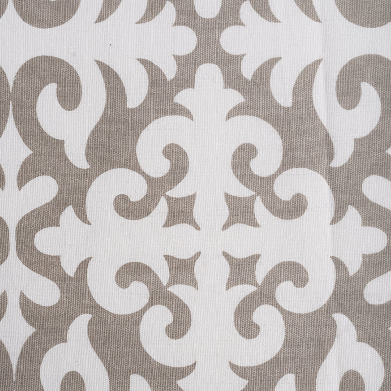 Grey printed fabric, shyrdak pattern, bold print