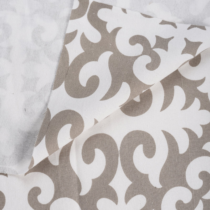 Grey printed fabric, shyrdak pattern, bold print